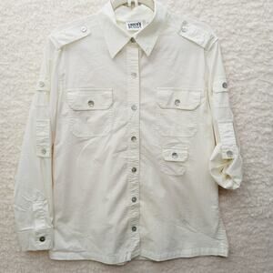 Blouse MOP Button-up Chico 1 M Off White Chic Pockets Minimalist Office Siren